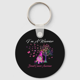 I'm A Warrior Breast Cancer Awareness Gnomes Pink Key Ring