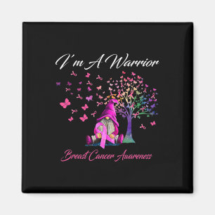 I'm A Warrior Breast Cancer Awareness Gnomes Pink Magnet