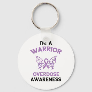 I'm A Warrior Overdose Awareness Month Purple Ribb Key Ring