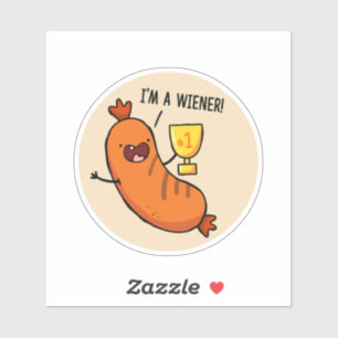 I'm A Wiener Hotdog Pun Die-Cut Sticker