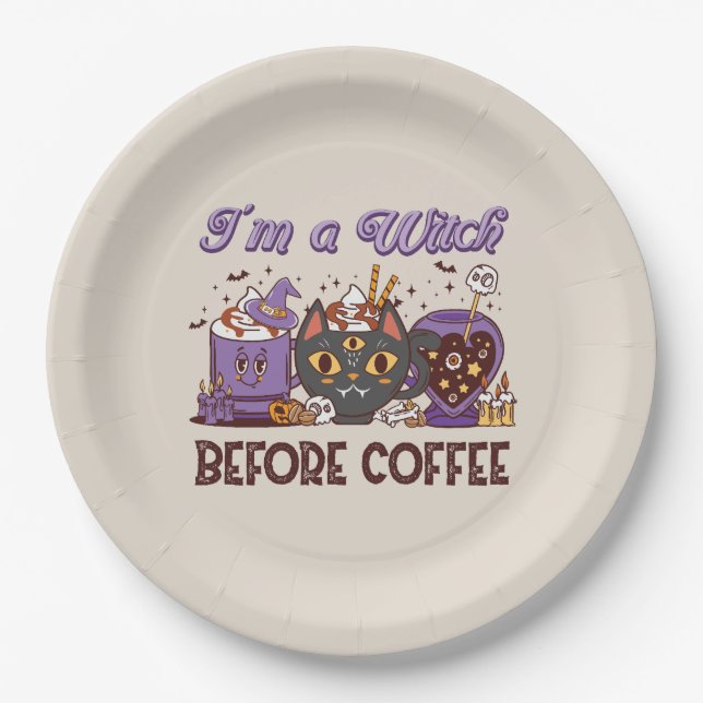 I'm A Witch Before Coffee - Coffee Lover Paper Plate (Front)