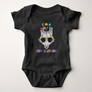 I'm A Wolf In Kids' Clothing Colourful Text Baby Bodysuit