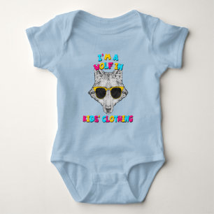 I'm A Wolf In Kids' Clothing Colourful Text Baby Bodysuit
