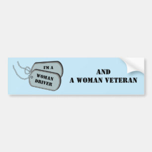 I'm a Woman Driver and Woman Veteran Blue Bumper Sticker