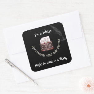 I'm a Writer Typewriter Quill Script Square Sticker