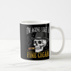 I'm Aging Like A Fine Cigar Funny Skull Dad Retro Coffee Mug