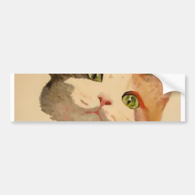 I'm All Ears: Calico Cat Portrait Bumper Sticker (Front)