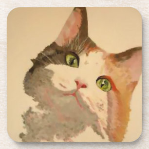 I'm All Ears: Calico Cat Portrait Coaster