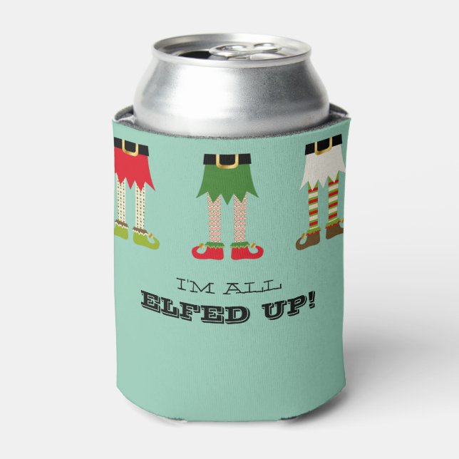 I'm All Elfed Up! Funny Christmas Elves Can Cooler (Can Front)