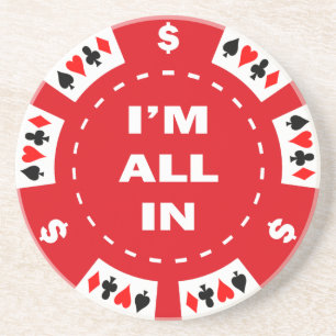 I'm All In Red Poker Chip Coaster