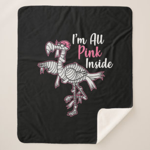 Im All Pink Inside Funny Halloween Flamingo Gift Sherpa Blanket