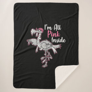 Im All Pink Inside Funny Halloween Flamingo Gift Sherpa Blanket