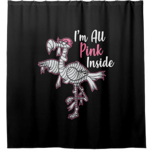 Im All Pink Inside Funny Halloween Flamingo Gift Shower Curtain