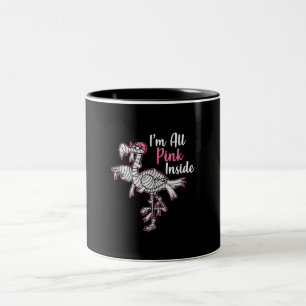 Im All Pink Inside Funny Halloween Flamingo Gift Two-Tone Coffee Mug