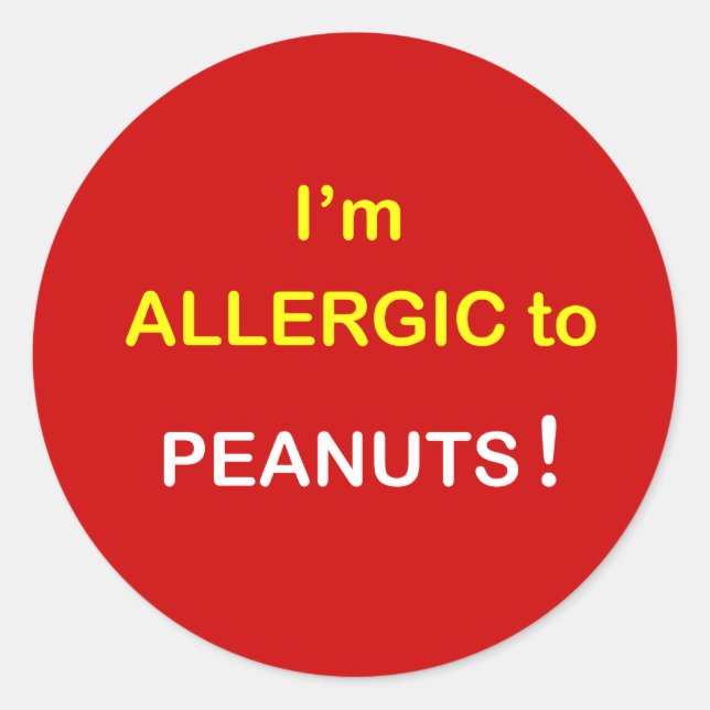 I'm Allergic - PEANUTS. Classic Round Sticker (Front)