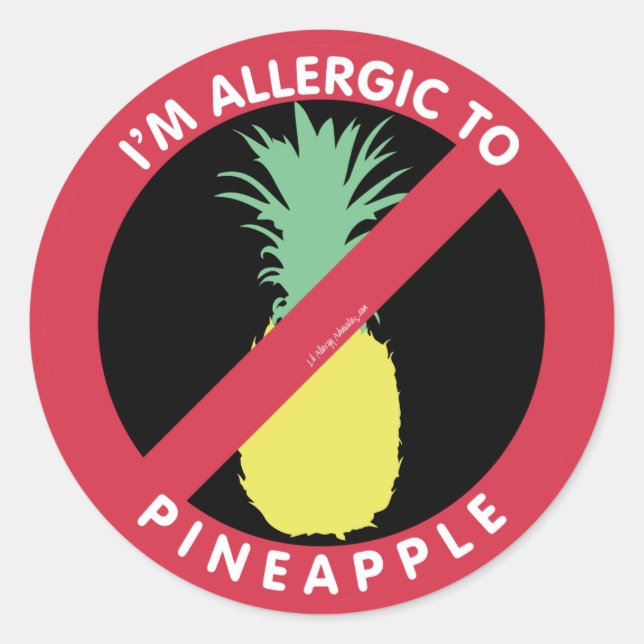 I'm Allergic To Pineapple Fruit Symbol Kids Classic Round Sticker (Front)