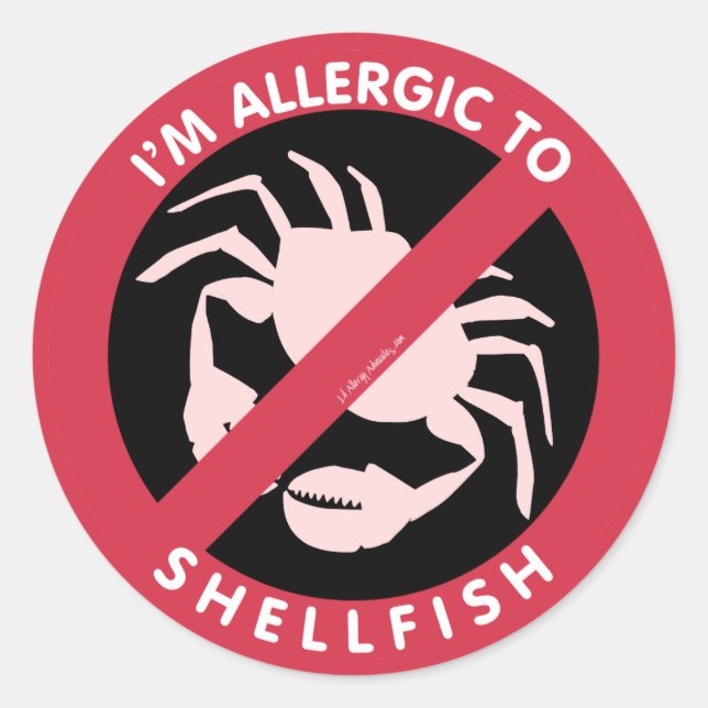 I'm Allergic To Shellfish Allergy Symbol Kids Classic Round Sticker (Front)