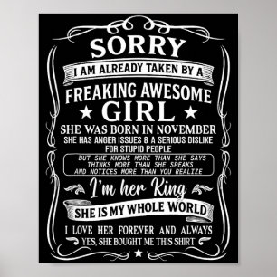 I'm Already Taken By Freaking Awesome Girl Born In Poster
