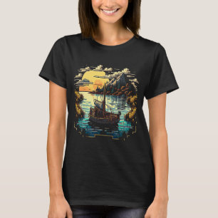 I'm an angler with a boat and go fishing pixel art T-Shirt
