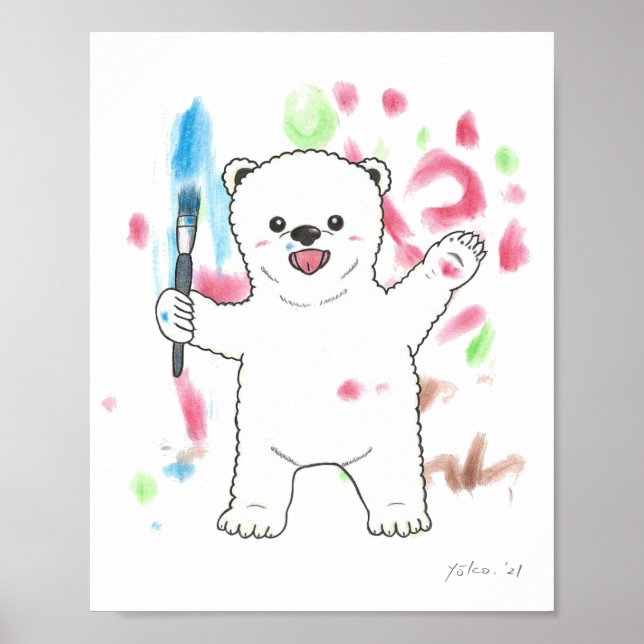 "I'm an artist!" polar bear animal nursery poster (Front)