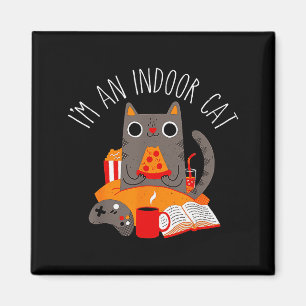 I'm An Indoor Cat Funny Reading Coffee Gaming Cat Magnet
