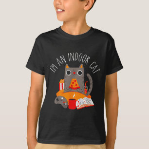 I'm An Indoor Cat Funny Reading Coffee Gaming Cat  T-Shirt