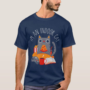 Im An Indoor Cat Funny Reading Coffee Gaming Cat T-Shirt