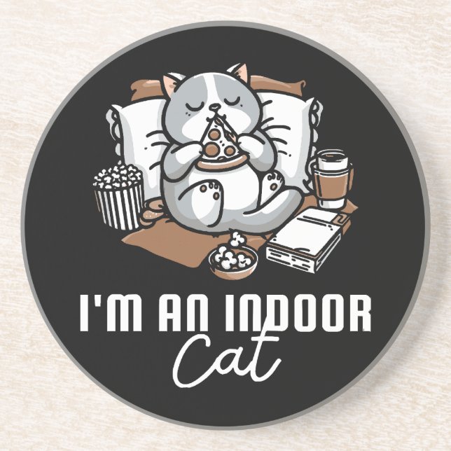 I'm an indoor cat - Introvert cat Coaster (Front)