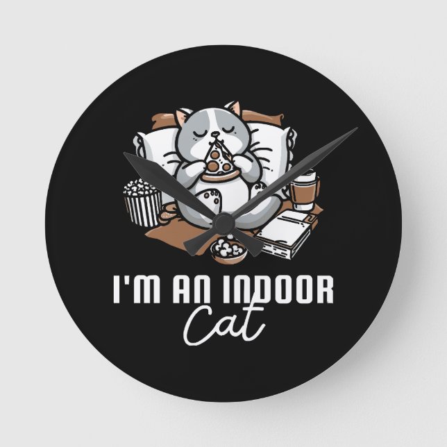 I'm an indoor cat - Introvert cat Round Clock (Front)