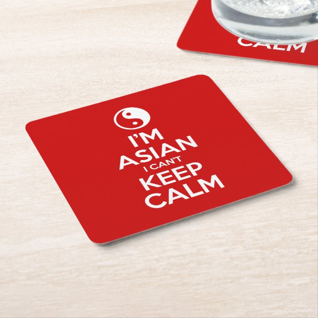 I'm Asian I Can't Keep Calm Square Paper Coaster (Angled)
