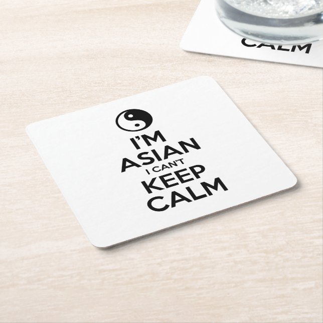 I'm Asian I Can't Keep Calm Square Paper Coaster (Angled)