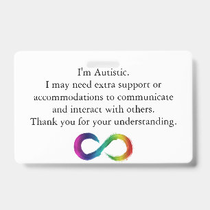 "I'm Autistic" Awareness- Communication Card ID Badge