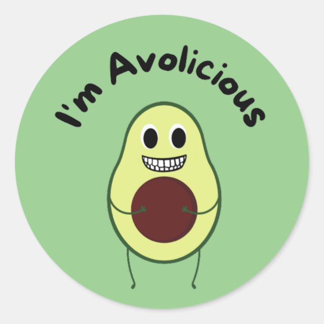 I'm Avolicious - Funny Fruit Pun     Classic Round Sticker (Front)