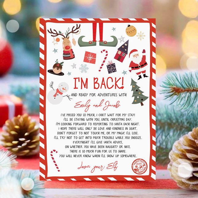 I'm Back Elf Arrival Letter Elf Return Christmas  Invitation (Creator Uploaded)