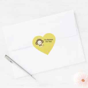 Im Bananas for You Cute Monkey Heart Sticker