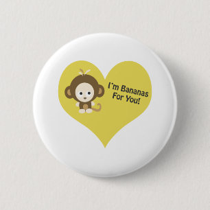 Im Bananas for You Monkey 6 Cm Round Badge