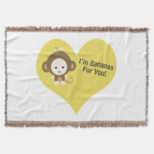 Im Bananas for You Monkey Throw Blanket (Front)
