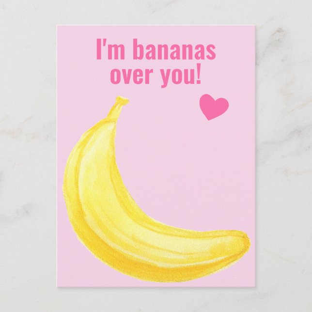 I'm Bananas Over You - Cute Classroom Valentine Postcard (Front)