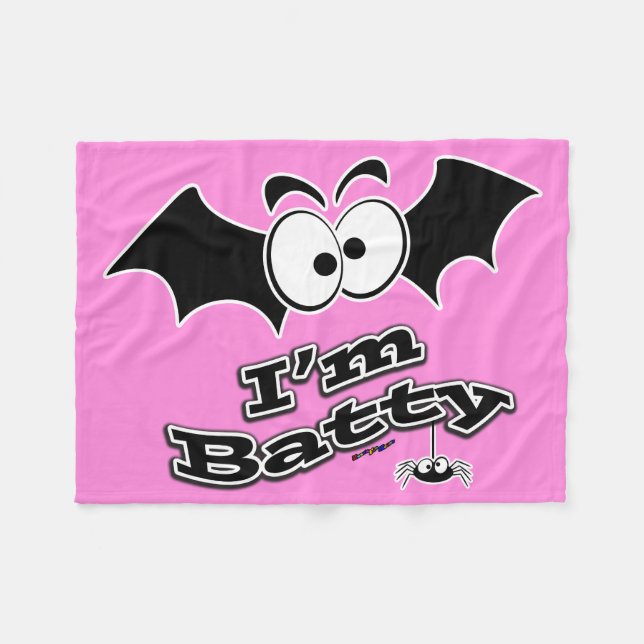 I'm Batty Crazy Eyes Fleece Blanket (Front (Horizontal))