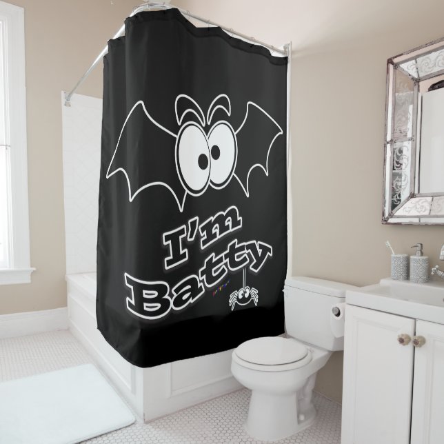 I'm Batty Crazy Eyes Shower Curtain (In Situ)