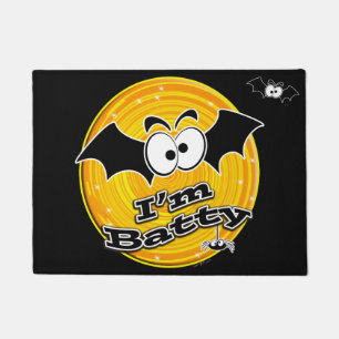 I'm Batty Orange and Yellow Swirl Doormat
