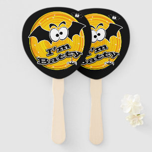 I'm Batty Orange and Yellow Swirl Hand Fan
