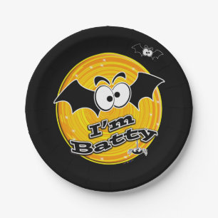 I'm Batty Orange and Yellow Swirl Paper Plate