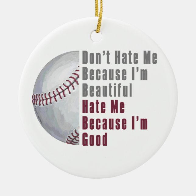 Im Beautiful Im Good Baseball Ceramic Tree Decoration (Front)