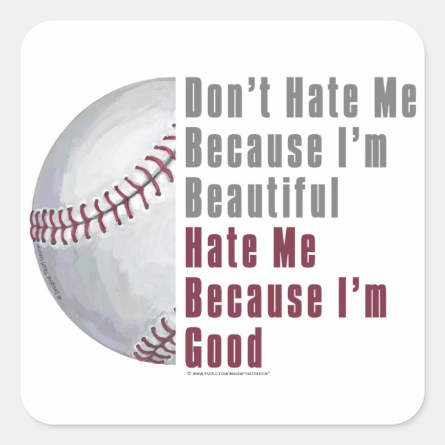Im Beautiful Im Good Baseball Square Sticker (Front)