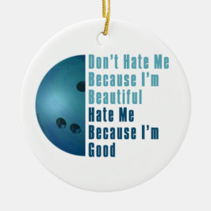 Im Beautiful Im Good  Bowling Blue Ceramic Tree Decoration