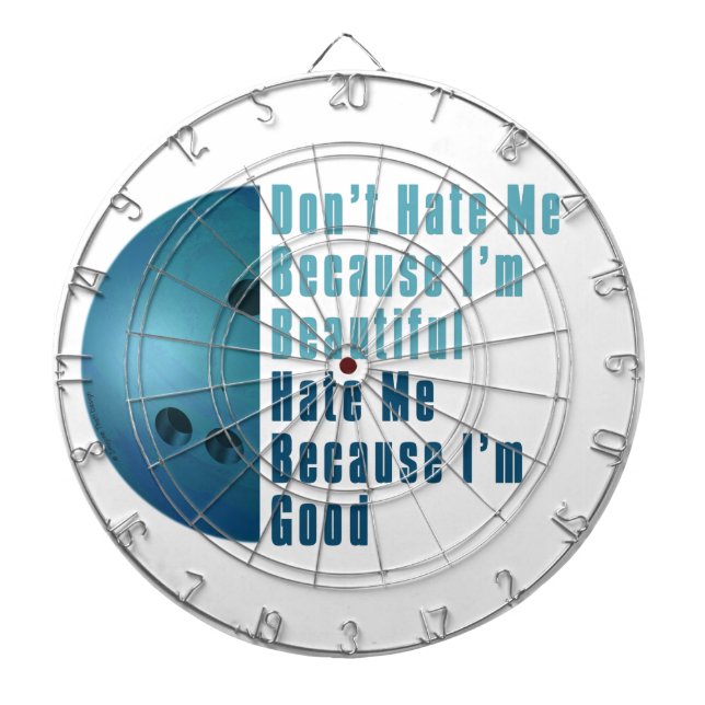 Im Beautiful Im Good  Bowling Blue Dartboard (Front)