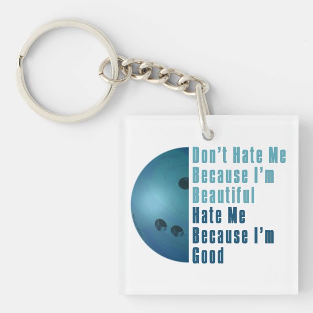Im Beautiful Im Good  Bowling Blue Key Ring (Front)