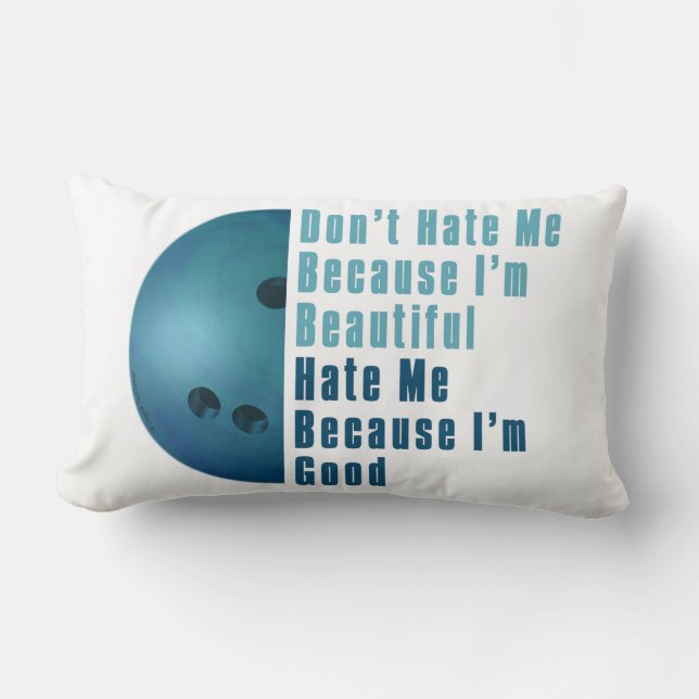 Im Beautiful Im Good  Bowling Blue Lumbar Cushion (Front)