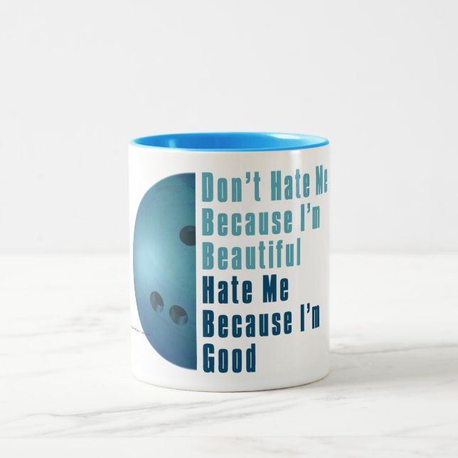 Im Beautiful Im Good  Bowling Blue Two-Tone Coffee Mug (Center)
